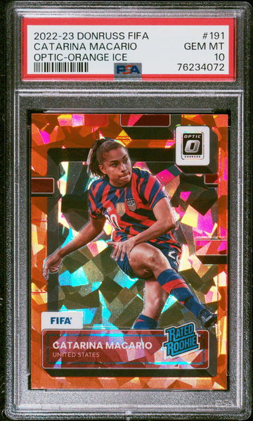 2022 DONRUSS CATARINA MACARIO PANINI FIFA OPTIC-ORANGE ICE #191 PSA 10