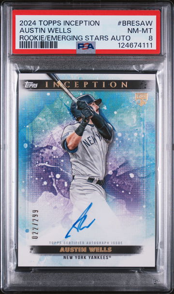 2024 Topps Inception Base Rookie and Emerging Star Autographs Austin Wells #BRESAW /299 PSA 8