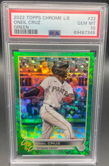 2022 Topps Chrome Logofractor Oneil Cruz Green Refractor /99 PSA 10