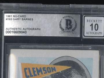 1961 Nu-Cards Football Stars Gary Barnes #162 Hand Signed Auto BGS Authentic BAS Auto 10