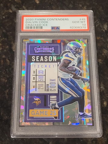 2020 Contenders Season Ticket Dalvin Cook CRACKED ICE SSP #/22! PSA 10 - POP 1