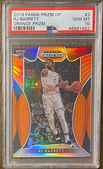 2019 PANINI PRIZM DRAFT PICKS #3 RJ BARRETT ORANGE PRIZM PSA 10 GEM MINT 