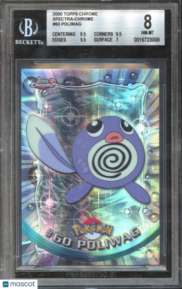 2000 Topps Chrome Pokemon Spectra-Chrome Poliwag #60 BGS 8