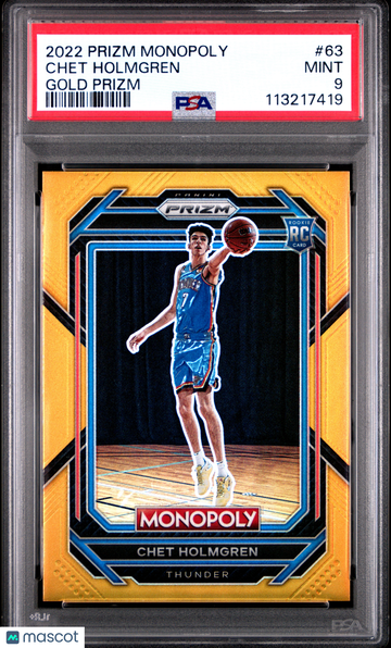 2022 Panini Prizm Monopoly Chet Holmgren #63 Gold PSA 9