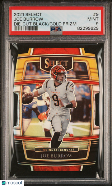 2021 Panini Select Joe Burrow #9 Die Cut Black Gold Prizm PSA 9