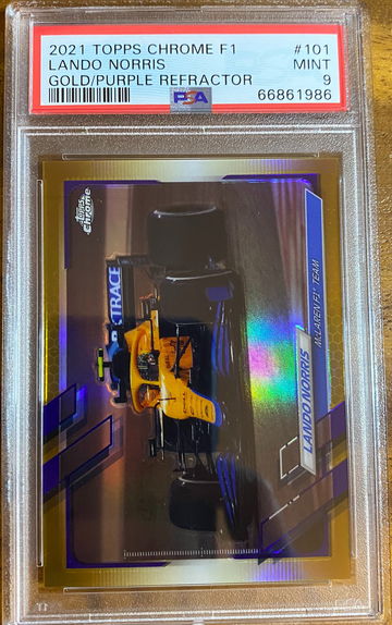 2021 TOPPS CHROME F1 LANDO NORRIS GOLD PURPLE REFRACTOR #101 PSA 9 MINT