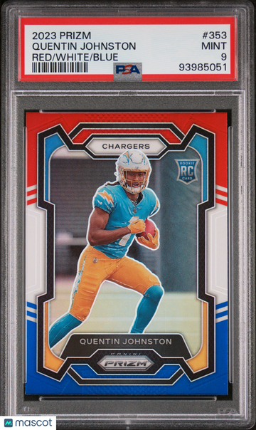 2023 Panini Prizm Quentin Johnston #353 Red White Blue Rookie PSA 9