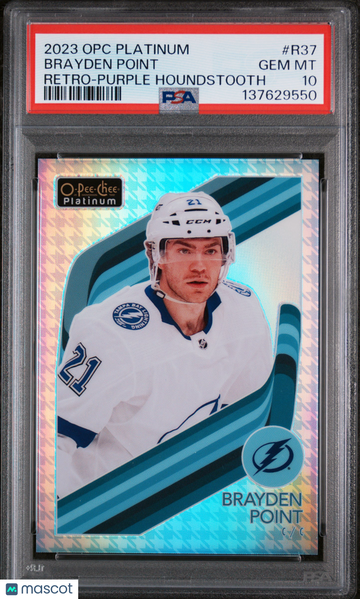 2023 Upper Deck O-Pee-Chee Platinum Retro Brayden Point #R37 Purple Houndstooth /15 PSA 10