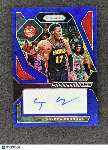 2023-24 Panini Prizm Onyeka Okongwu #SIG-OKG Signatures Prizms Blue SN AU Atlanta Hawks