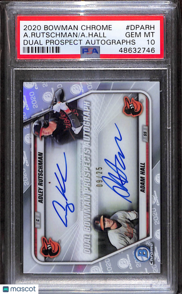 2020 Bowman Chrome Dual Prospect Autographs A. Hall A. Rutschman #DPARH PSA 10