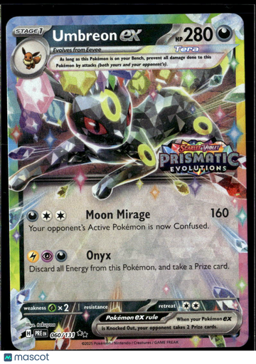 Umbreon EX 2025 Prismatic Evolutions Holo Double Rare RR #60/131