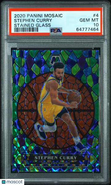 Stephen Curry 2020-21 Panini Mosaic #4 Stained Glass Short Print PSA 10