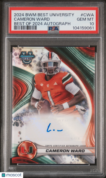 2024 Bowman Best University Best Of 2024 Autographs Cameron Ward #CWA PSA 10