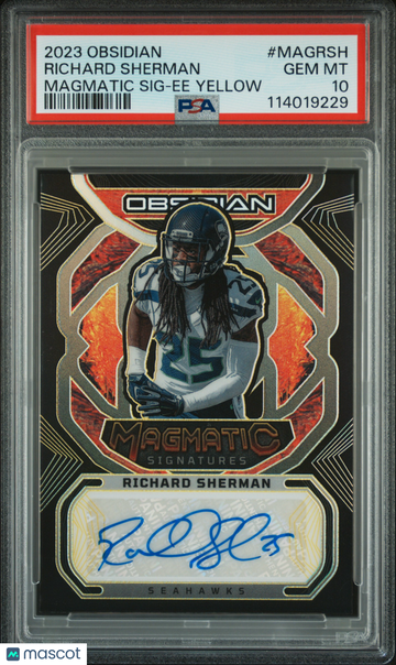 2023 Obsidian Magmatic Signatures Richard Sherman Electric Etch Yellow Auto /10 #MAGRSH PSA 10