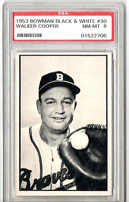 1953 Bowman Black & White B&W Walker Cooper #30 PSA 8 P1240
