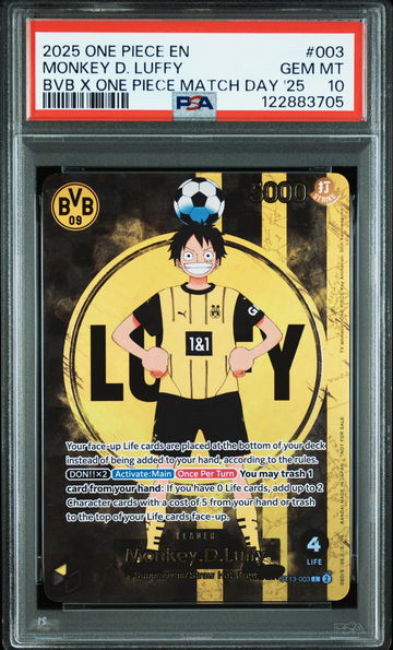2025 One Piece X Bvb Collaboration Promo Match Day '25 Monkey D. Luffy #ST13-003 PSA 10