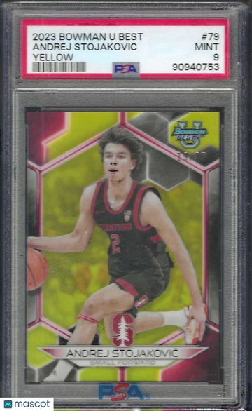 2023 Bowman University Best Andrej Stojakovic #79 Yellow Refractor PSA 10