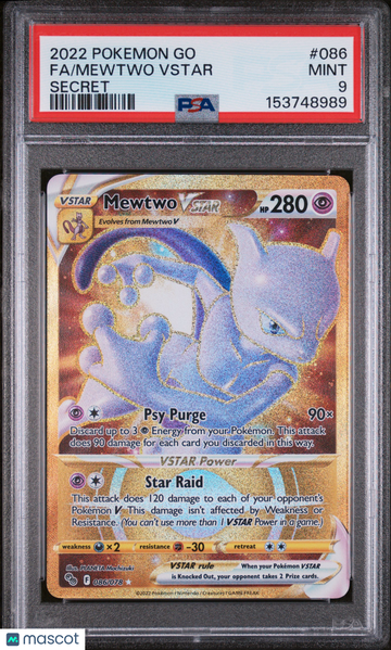 2022 Pokemon Go Mewtwo VSTAR Secret Fa PSA 9 #086
