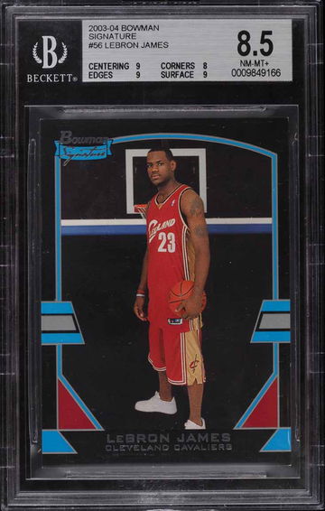 2003 BOWMAN SIGNATURE LEBRON JAMES ROOKIE RC /1250 #56 BGS 8.5 (Pop: 43, 12 higher)