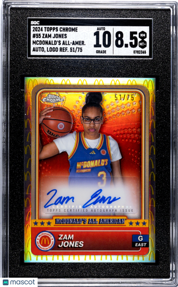 2024 Topps Chrome Mcdonald's All-American Zam Jones #55 Autograph Logo Refractor SGC 8.5 Auto 10