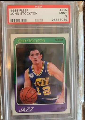 1988 Fleer John Stockton Rookie PSA 9 HOF Invest All Time Assist Leader