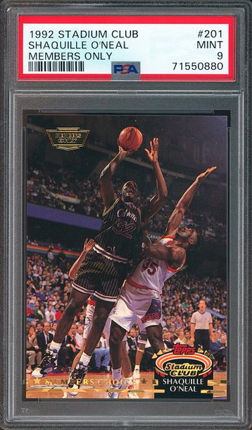 1992-93 Topps Stadium Club #201 SHAQUILLE O'NEAL Shaq RC Members ONLY PSA 9 MINT RARE