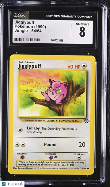 1999 Pokemon Jungle Jigglypuff 54/64 CGC 8 #54/64