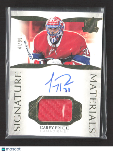 2021 Upper Deck The Cup Signature Materials Carey Price #SP-PR /99 Game-used memorabilia