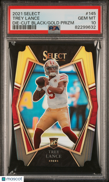 2021 Panini Select Trey Lance #145 Die Cut Black Gold Prizm PSA 10