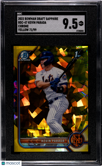 2022 Bowman Draft Sapphire Kevin Parada #BDC-47 CHR. Yellow Refractor SGC 9.5