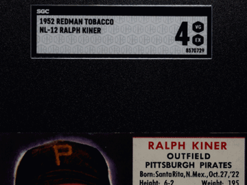 1952 Redman Tobacco Ralph Kiner #NL-12 SGC 4