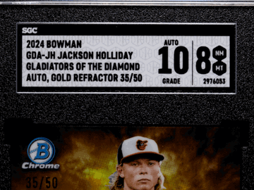 2024 Bowman Jackson Holliday #GDA-JH Gladiators Of The Diamond Autograph Gold Refractor SGC 8 Auto 10