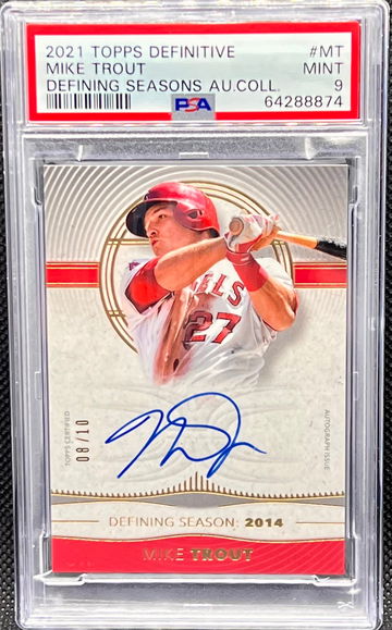 2021 Topps Definitive Mike Trout Auto 08/10 PSA 9.