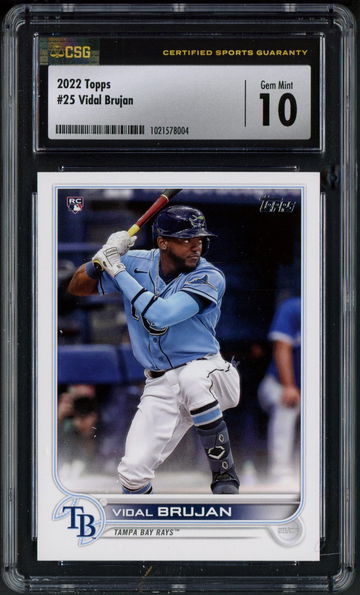 2022 Topps Series 1 Vidal Brujan RC #25 CSG 10 Gem Mint - Tampa Bay Rays
