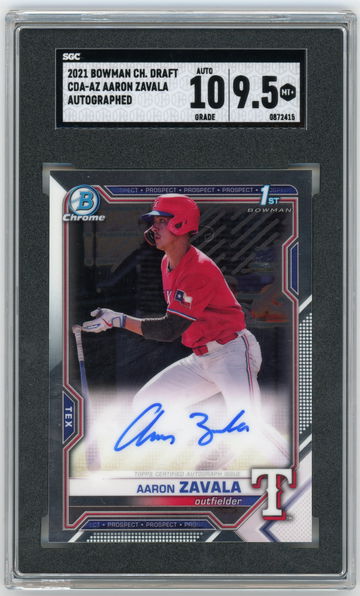 2021 Bowman Chrome Draft CDA-AZ Aaron Zavala 1st Autograph Texas Rangers SGC 10 / 9.5 MINT+