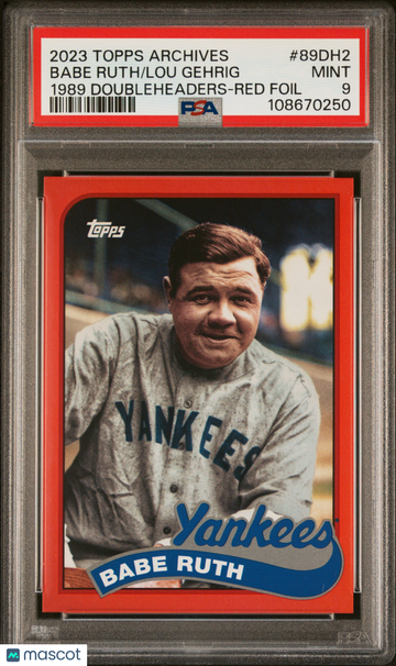 2023 Topps Archives 1989 Doubleheaders Lou Gehrig Babe Ruth #89DH2 Red Foil PSA 9