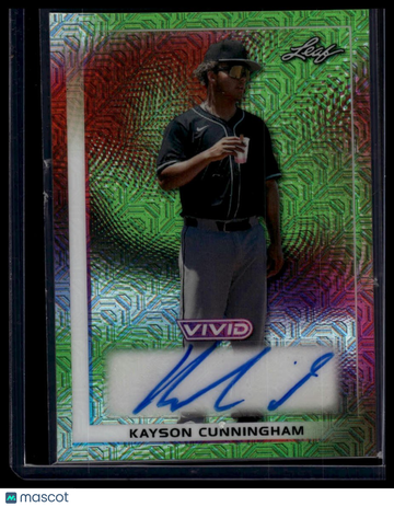 2026 Leaf Vivid Kayson Cunningham #BA-KC2 Base Autographs Mojo Green SN AU