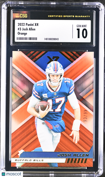 2022 Panini XR Josh Allen #3 Orange /99 CGC 10
