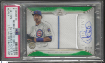2018 Topps Definitive Autograph Relic Collection Willson Contreras #WCO Autograph Coll. Green PSA 8