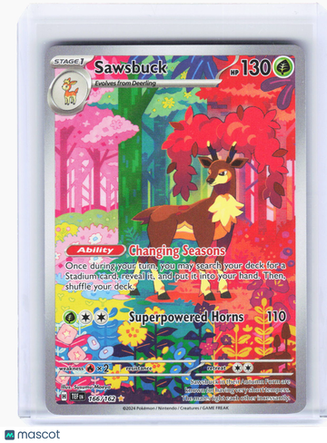 2024 Pokemon—Sawsbuck #166/162 Temporal Forces—Illustration Rare Foil