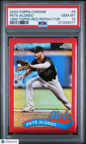 2024 Topps Chrome 1989 Topps Baseball Pete Alonso #8 Red Refractor /5 PSA 10
