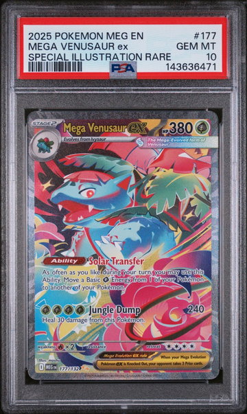2025 Pokemon Mega Evolution Special Illustration Rare Mega Venusaur Ex #177 /132 PSA 10