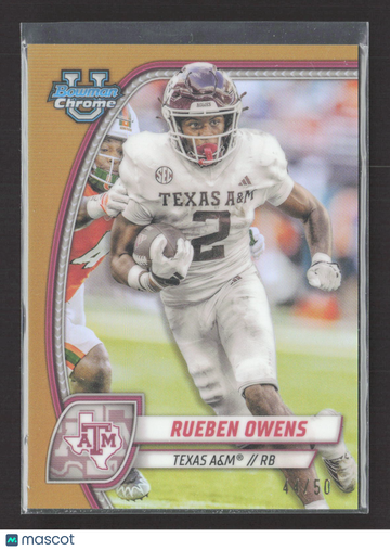 2024 Bowman Chrome University Rueben Owens #76 Gold Refractor