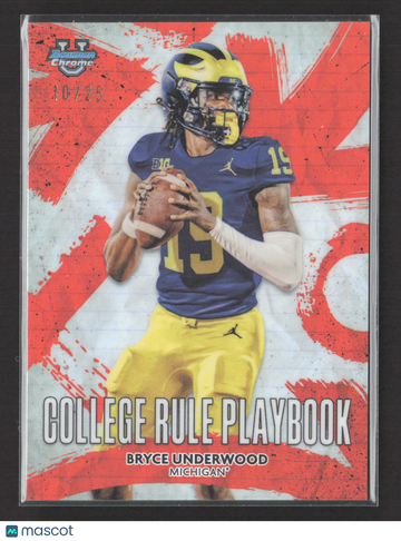 2025 Bowman Chrome College Rule Playbook Bryce Underwood #CRP-6 Red Refractor /25
