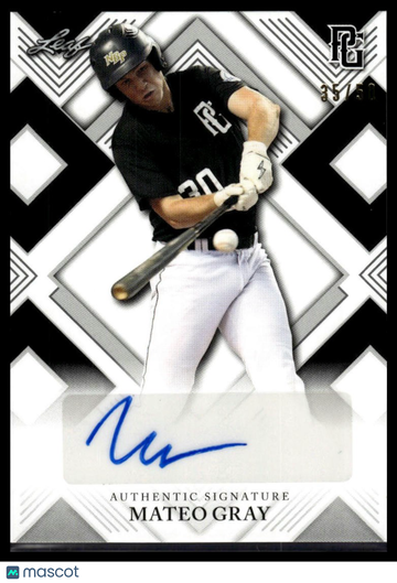2023 Leaf Perfect Game National Showcase Mateo Gray #AU-MG1 Autographs Black SN AU