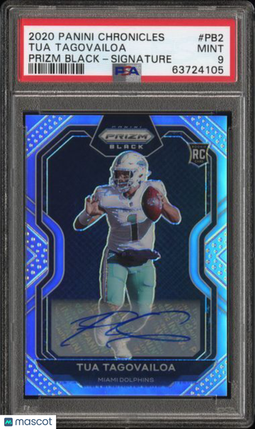 2020 Panini Chronicles Prizm Black Tua Tagovailoa #PB2 Signature PSA 9