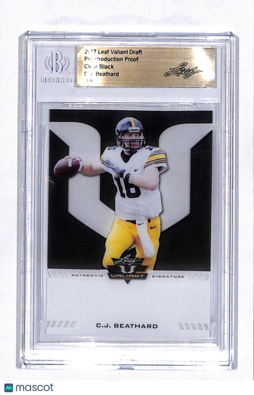 2017 Leaf Valiant Draft C.J. Beathard Clear Black 1/1 Pre-production Proof