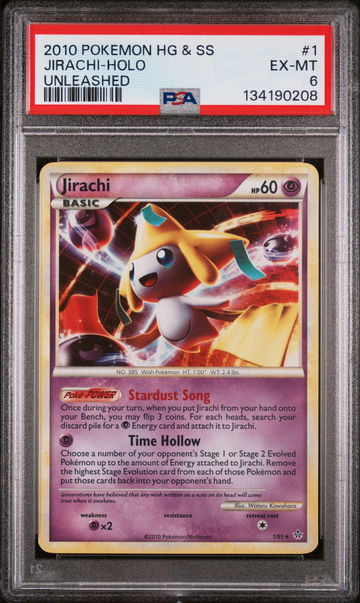2010 Pokemon Heartgold and Soulsilver Unleashed Holo Jirachi #1 PSA 6