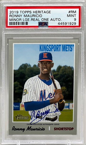 2019 Topps Heritage Ronny Mauricio Minor League Real One Auto PSA 9 Mint