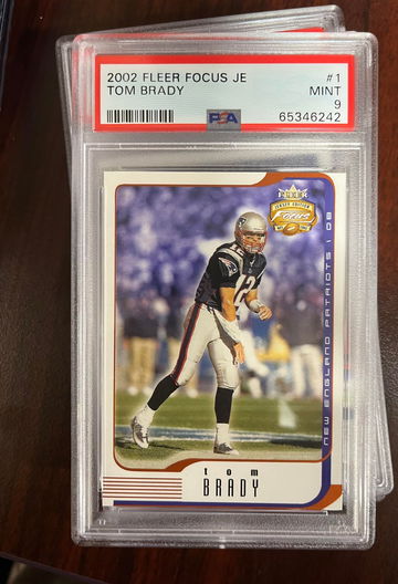 2002 Fleer Focus JE Tom Brady PSA 9